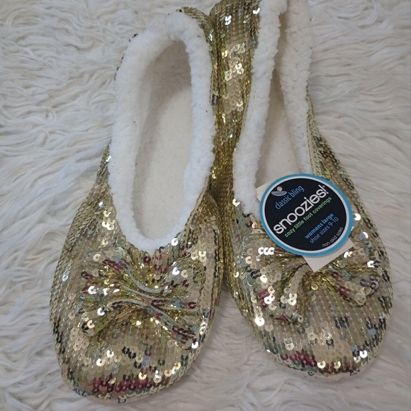 Classic Bling Snoozies Gold Sequin Women's Slippers - Picture 9 of 9